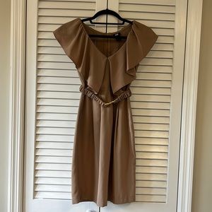 H&M size 2. Taupe colored dress with belt with gold buckle.